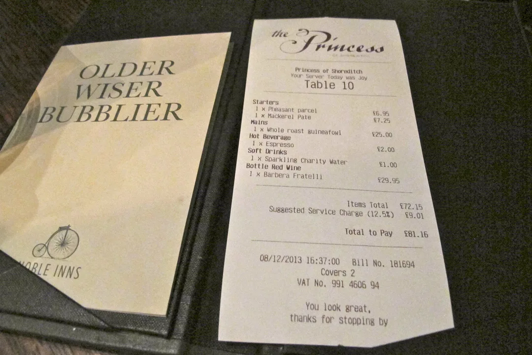 81 pund er ikke noe å si på et så stort og fantastisk måltid.