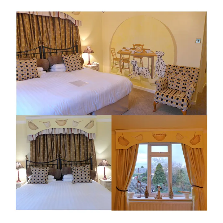 The Spotted Dick-rommet som jeg bodde på. Sjekk ut de nydelige maleriene på veggen. Håndmalt, selvsagt.