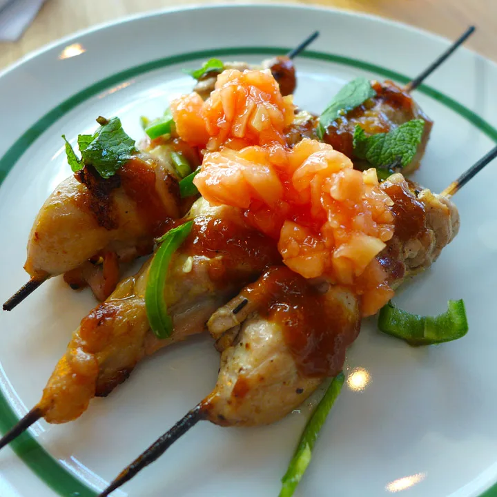 Grillet kylling med soya og papaya. Dette var saftige greier!