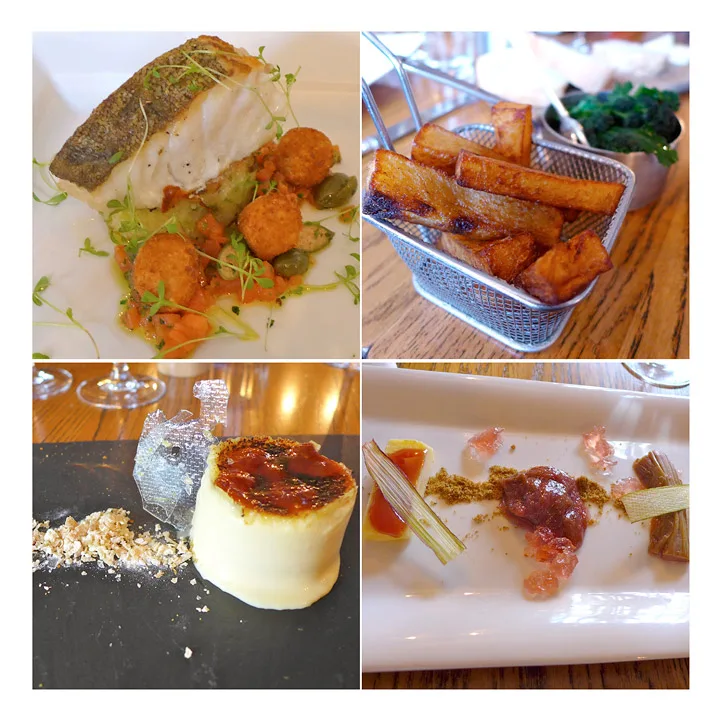 Sjøtunge med kapers, kamskjell, lam med brissel, tre typer supper, innbakte asparges med eggeplomme.