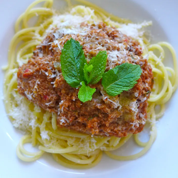 Min bolognese. Velbekommen.