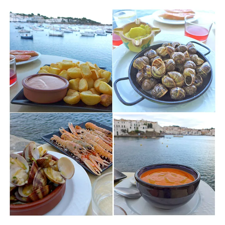 L'Estable. En av veteranene i byen. Nydelige patatas bravas, snegler i salt og pepper (nydelig!), sjøkreps, skjell og gazpacho