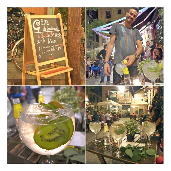 Nabokneipa vår i Barcelona skilter med ukens gin. Noen mer smakfulle enn andre. Denne versjonen med Citadelle Gin og kiwi var en skikkelig fulltreffer...