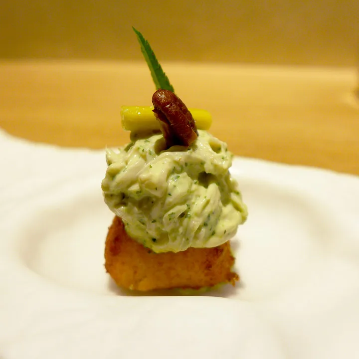 Fried causa with chicken and huacatay. Helt herlig!