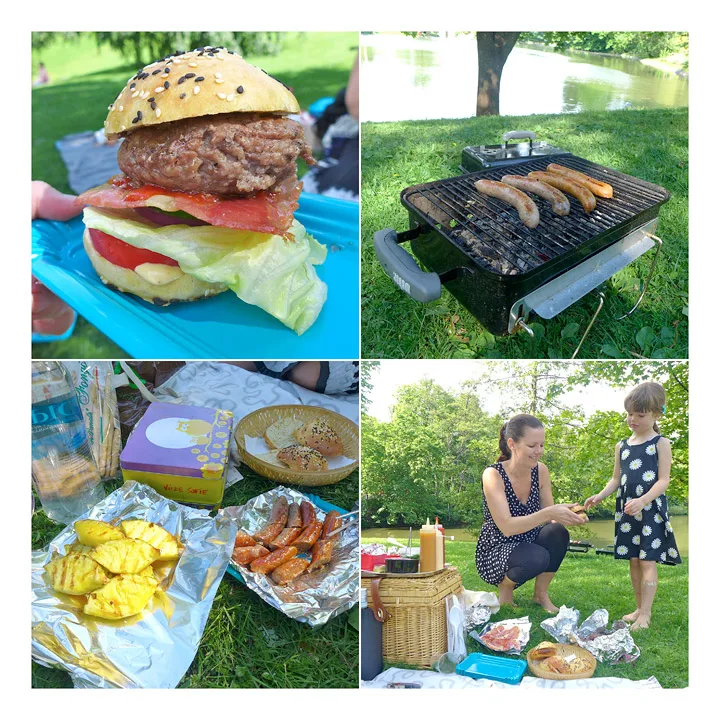 En skikkelig burger! Kvalitetspølser på grillen. Grillet ananas. Vilde Sofie får selv velge akkurat det hun har lyst på å ha på burgeren sin.