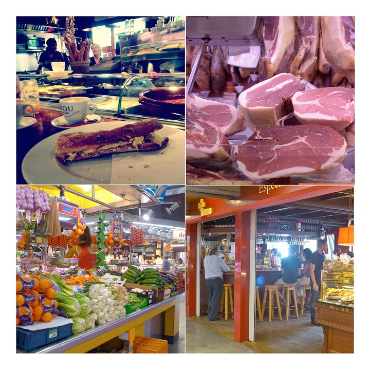 Vi spiser alltid frokostene våre på dette stedet. Det er en baker/tapasbar/café, bar etc inne i Santa Catarina-markedet. Det er de samme folka på jobb år etter år. Samme mannen med bart som står i timesvis å lager mat på komfyren. Damene med små hatter som serverer og skjærer bocadillos. Dette er et sted med puls og de har også Barcelonas beste cafe con leche.