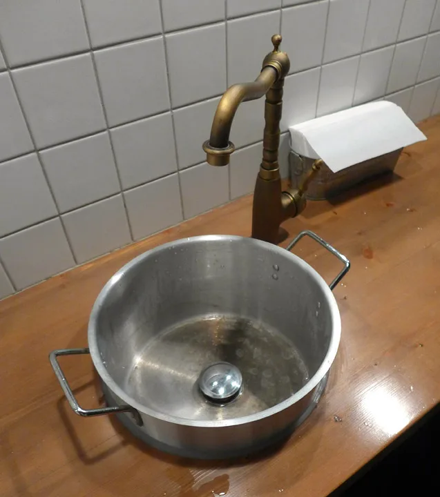 Gryter brukes som vask