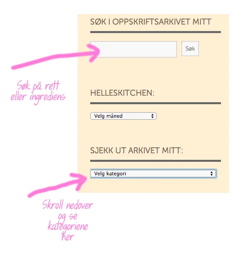 På høyre side av blogginnleggene mine kan du søke i arkivet