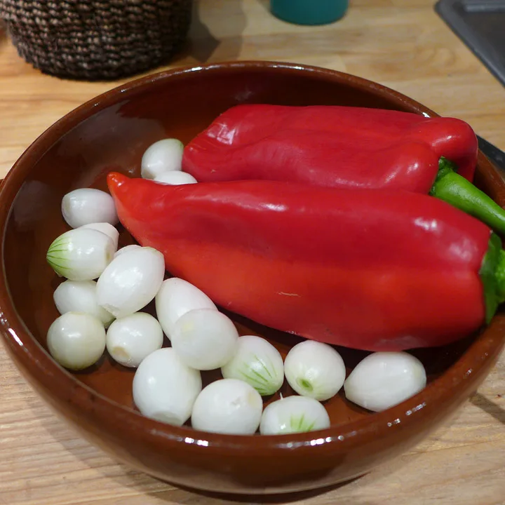 Sølvløk og paprika klar for ovnen.