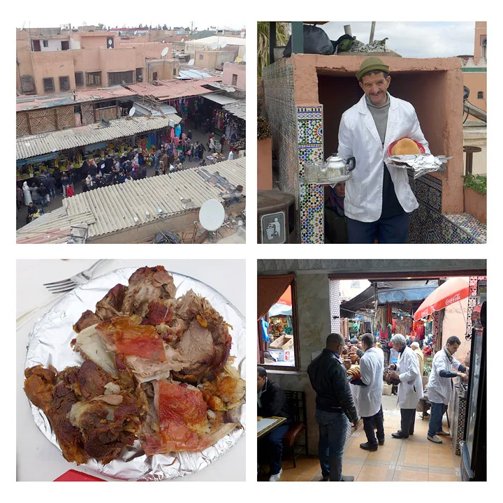 Utsikten fra taket der vi sitter å spiser. Servitøren kommer med første porsjon med kjøtt til oss.