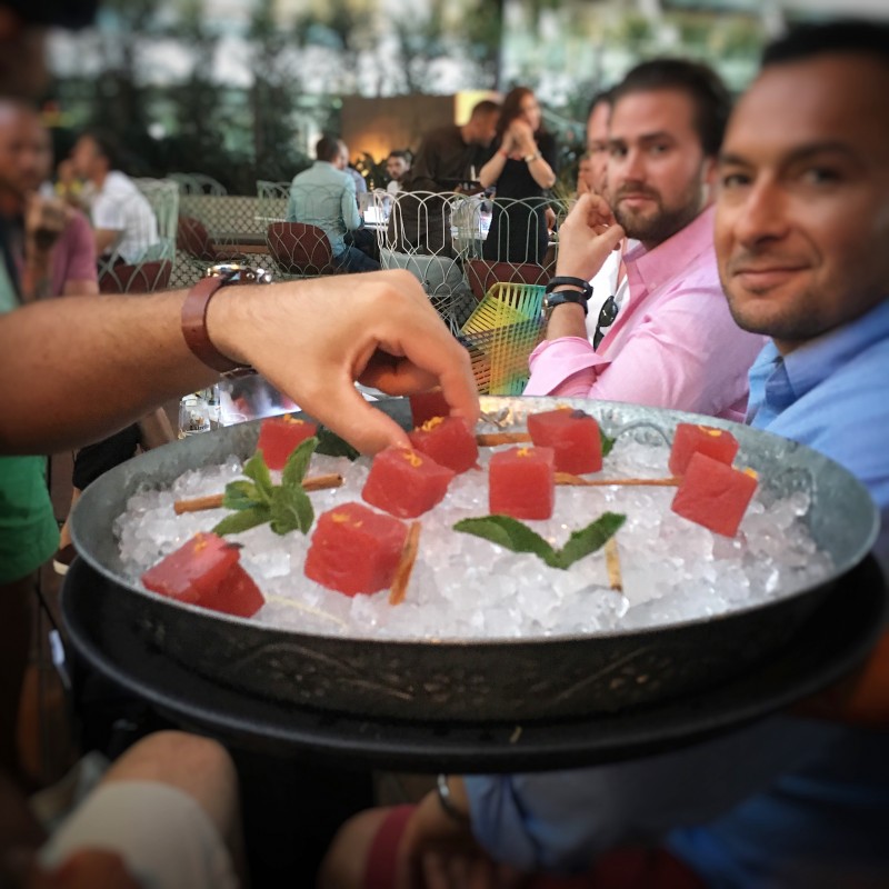 Sangriamarinert vannmelon.