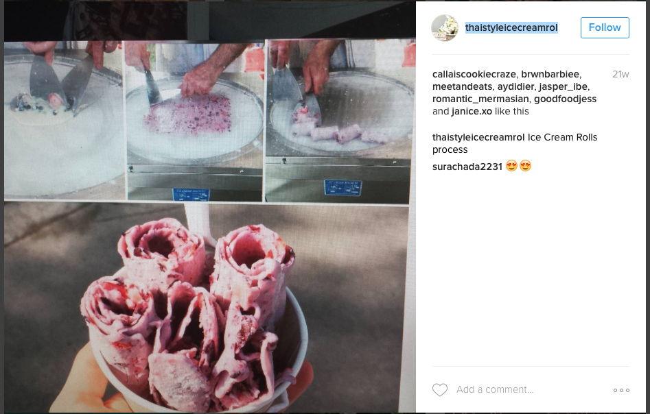 Bildet er hentet fra instagramkontoen thaistyleicecreamrol.